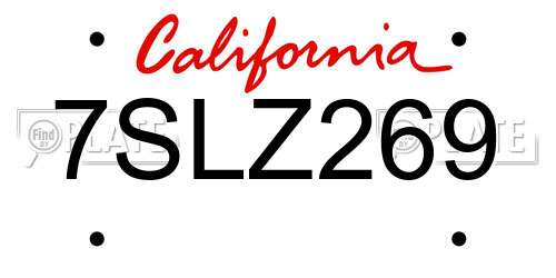7SLZ269 California License Plate