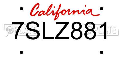 7SLZ881 California License Plate