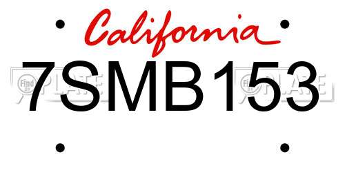 7SMB153 California License Plate