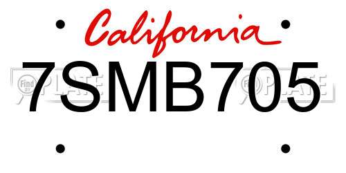7SMB705 California License Plate