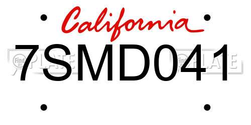 7SMD041 California License Plate
