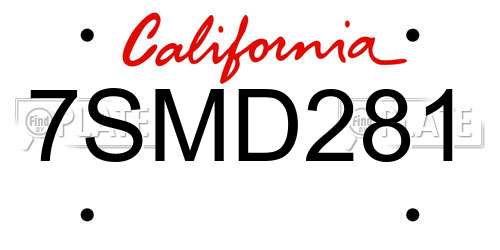 7SMD281 California License Plate