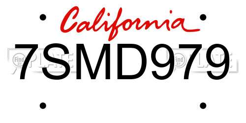 7SMD979 California License Plate