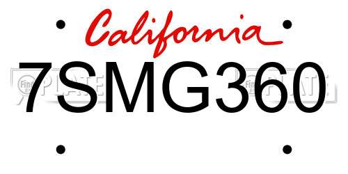 7SMG360 California License Plate