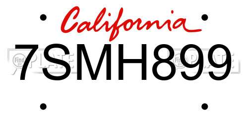 7SMH899 California License Plate
