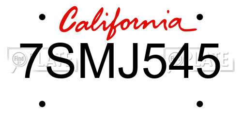 7SMJ545 California License Plate