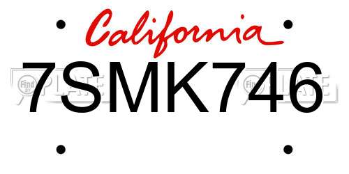 7SMK746 California License Plate