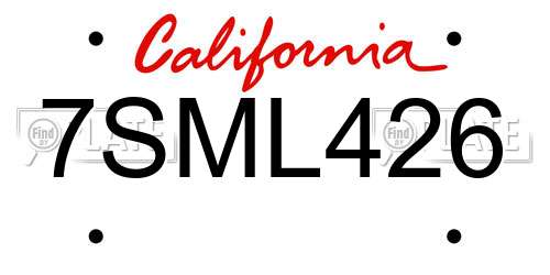 7SML426 California License Plate