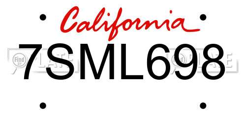 7SML698 California License Plate