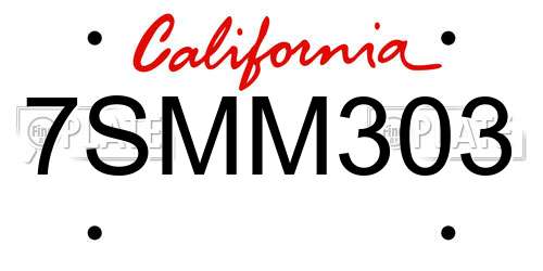 7SMM303 California License Plate