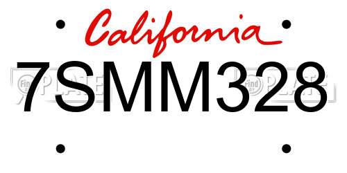 7SMM328 California License Plate