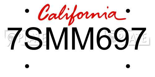 7SMM697 California License Plate
