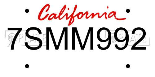 7SMM992 California License Plate