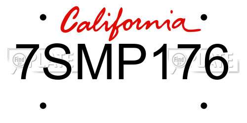 7SMP176 California License Plate