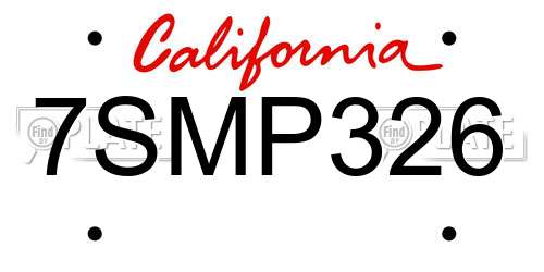 7SMP326 California License Plate