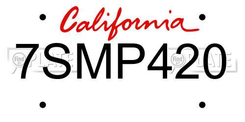 7SMP420 California License Plate