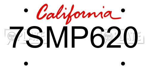 7SMP620 California License Plate