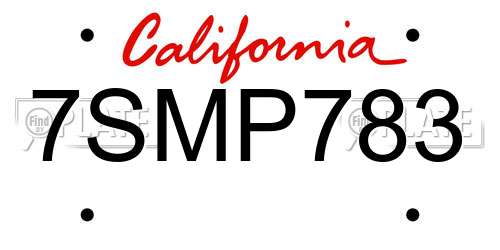 7SMP783 California License Plate