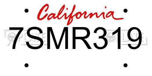 7SMR319 California License Plate