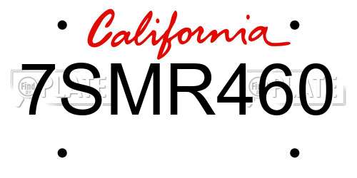 7SMR460 California License Plate