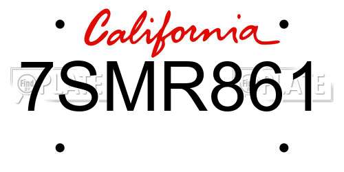 7SMR861 California License Plate