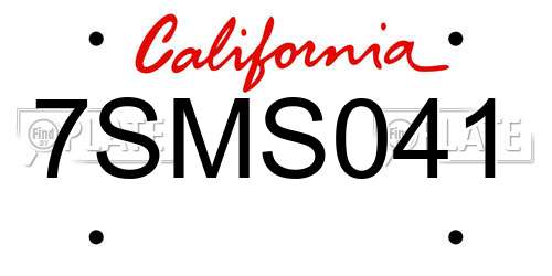7SMS041 California License Plate