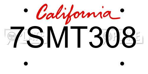7SMT308 California License Plate