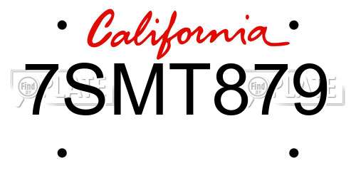 7SMT879 California License Plate
