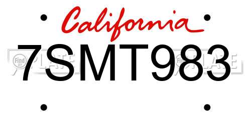 7SMT983 California License Plate