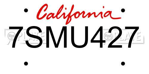 7SMU427 California License Plate