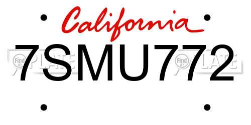 7SMU772 California License Plate
