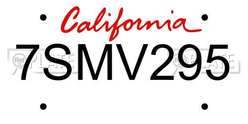 7SMV295 California License Plate