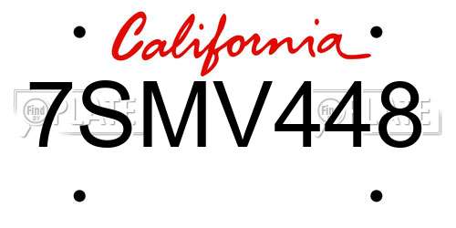 7SMV448 California License Plate