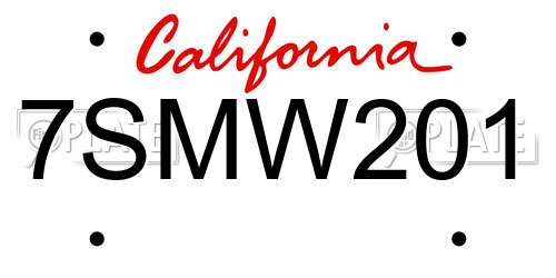 7SMW201 California License Plate