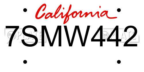 7SMW442 California License Plate