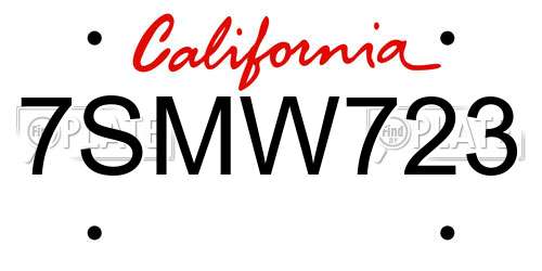 7SMW723 California License Plate