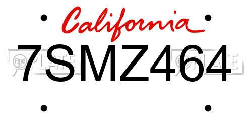 7SMZ464 California License Plate