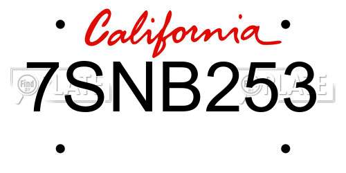 7SNB253 California License Plate