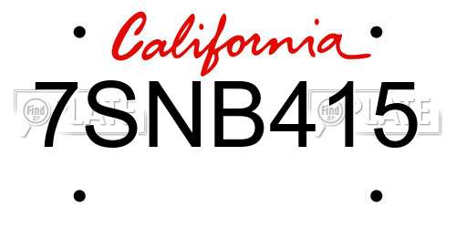 7SNB415 California License Plate