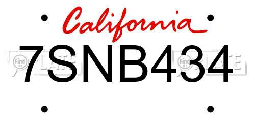 7SNB434 California License Plate