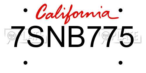 7SNB775 California License Plate