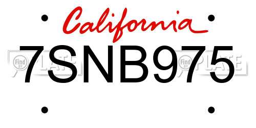 7SNB975 California License Plate