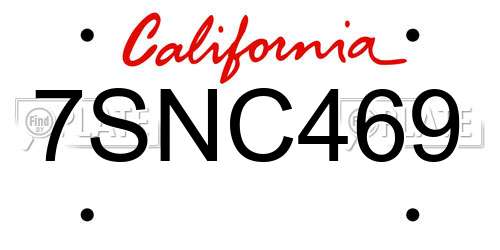 7SNC469 California License Plate