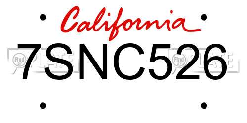 7SNC526 California License Plate