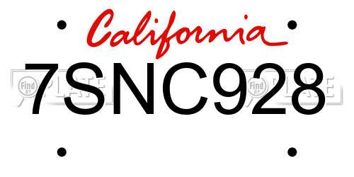 7SNC928 California License Plate