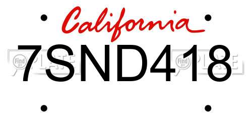 7SND418 California License Plate