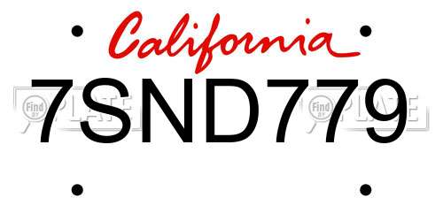 7SND779 California License Plate