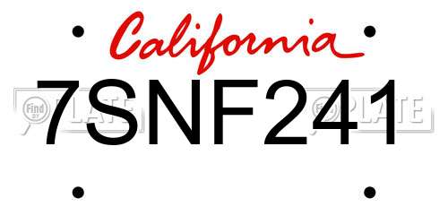 7SNF241 California License Plate