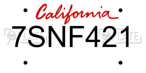 7SNF421 California License Plate