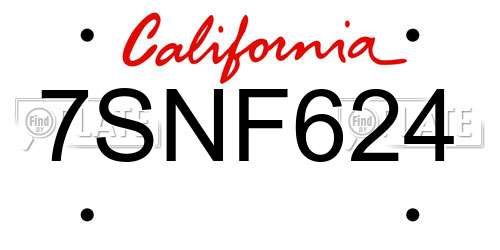 7SNF624 California License Plate